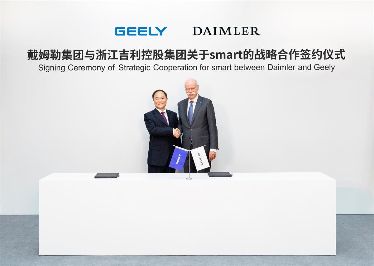 Daimler und Geely Holding gründen ein globales Joint Venture zur Weiterentwicklung von smart