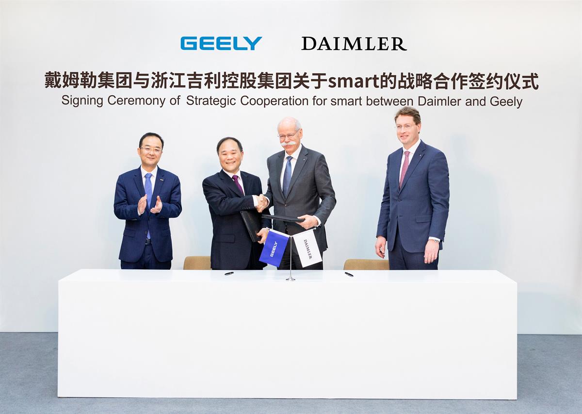 Daimler und Geely Holding gründen ein globales Joint Venture zur Weiterentwicklung von smart